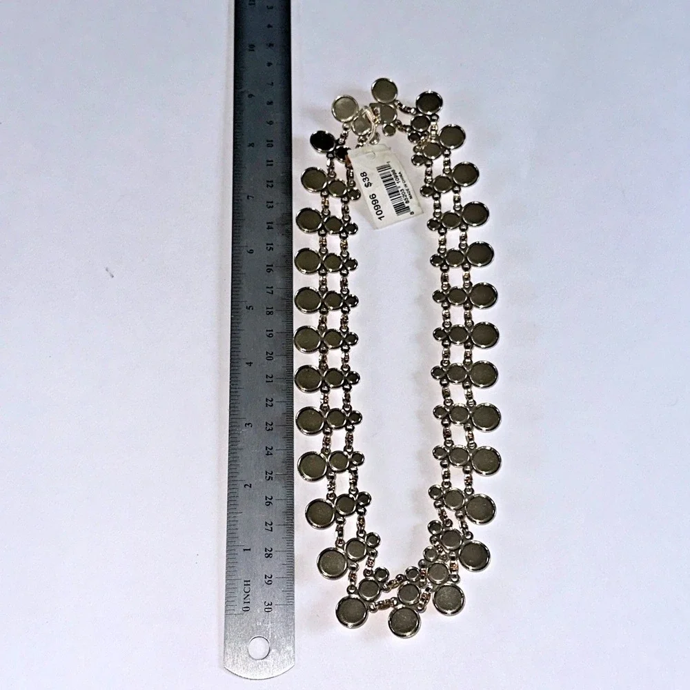 ViVI Faux Pearl Collar Necklace Women OS Cream Gold NWT Double Row Bib 10996